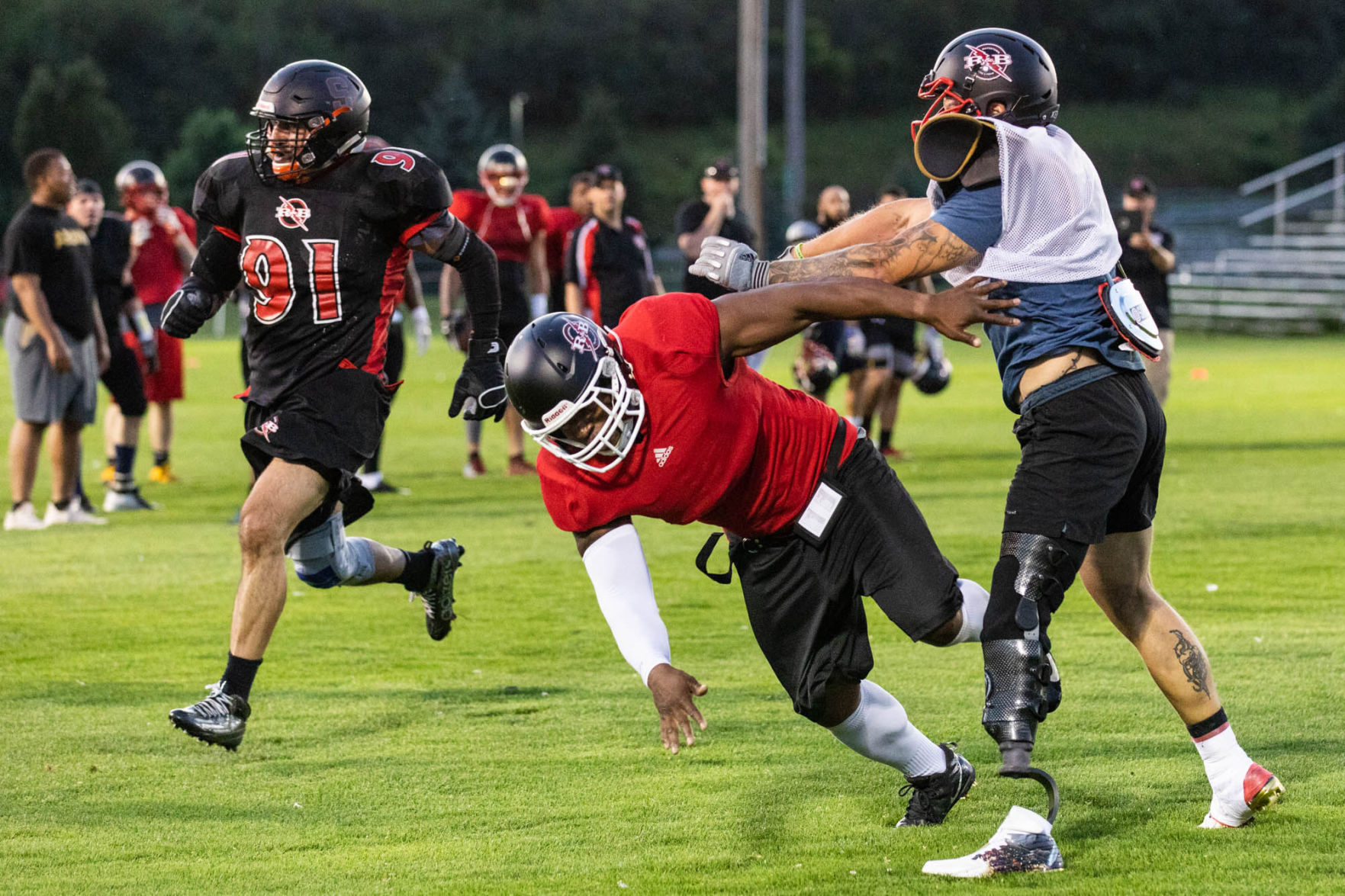 Red & Black’s Ky Sawyer uses prosthetic leg